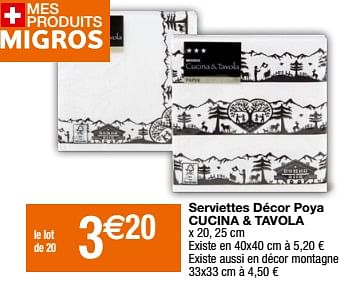 Promotions Serviettes décor poya cucina + tavola - Cucina & Tavola - Valide de 18/10/2022 à 30/10/2022 chez Migros
