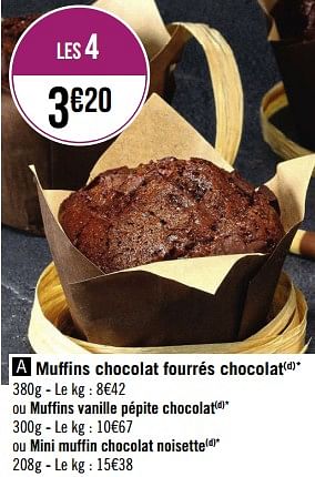 Promotions Muffins chocolat fourrés chocolat - Produit Maison - Géant Casino - Valide de 24/10/2022 à 06/11/2022 chez Géant Casino