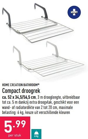 Promoties Compact droogrek - Home Creation Bathroom - Geldig van 05/11/2022 tot 11/11/2022 bij Aldi
