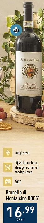Promoties Brunello di montalcino docg - Rode wijnen - Geldig van 31/10/2022 tot 11/11/2022 bij Aldi