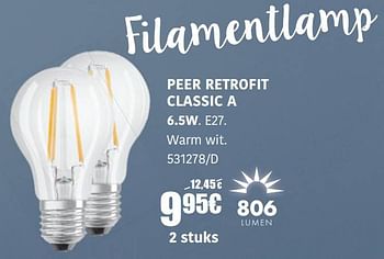 Promoties De lampen filamentlamp peer retrofit classic a - Osram - Geldig van 20/10/2022 tot 20/11/2022 bij HandyHome