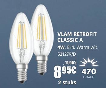 Promoties De lampen filamentlamp vlam retrofit classic a - Osram - Geldig van 20/10/2022 tot 20/11/2022 bij HandyHome