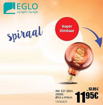 Promoties De led lampen spiraal - Eglo - Geldig van 20/10/2022 tot 20/11/2022 bij HandyHome