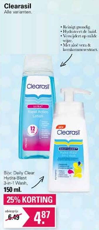 Promoties Daily clear hydra-blast 3-in-1 wash - Clearasil  - Geldig van 19/10/2022 tot 06/11/2022 bij De Online Drogist