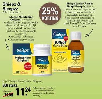 Promoties Shiepz melatonine original - Shiepz - Geldig van 19/10/2022 tot 06/11/2022 bij De Online Drogist