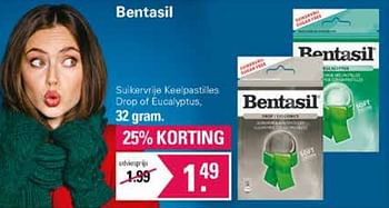 Promoties Suikervrije keelpastilles drop of eucalyptus - Bentasil  - Geldig van 19/10/2022 tot 06/11/2022 bij De Online Drogist