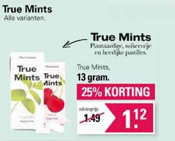 Promoties True mints - True Gum - Geldig van 19/10/2022 tot 06/11/2022 bij De Online Drogist