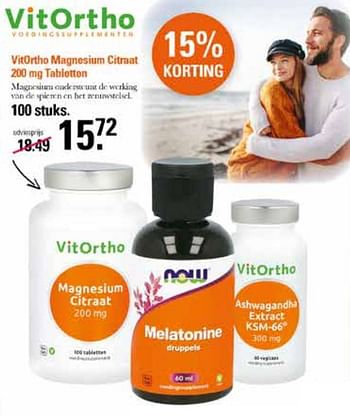 Promoties Vitortho magnesium citraat tabletten - VitOrtho - Geldig van 19/10/2022 tot 06/11/2022 bij De Online Drogist