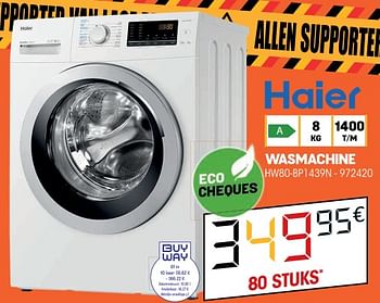 Promoties Haier wasmachine hw80-bp1439n - Haier - Geldig van 26/10/2022 tot 09/11/2022 bij Electro Depot