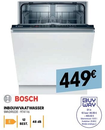 Promoties Bosch inbouwvaatwasser smv2itx22e - Bosch - Geldig van 26/10/2022 tot 09/11/2022 bij Electro Depot