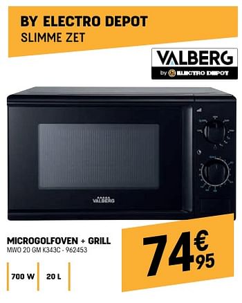 Promoties Valberg microgolfoven + grill mwo 20 gm k343c - Valberg - Geldig van 26/10/2022 tot 09/11/2022 bij Electro Depot