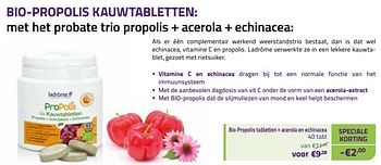 Promoties Bio propolis tabletten + acerola en echinacea - Ladrome - Geldig van 01/11/2022 tot 30/11/2022 bij Mannavita
