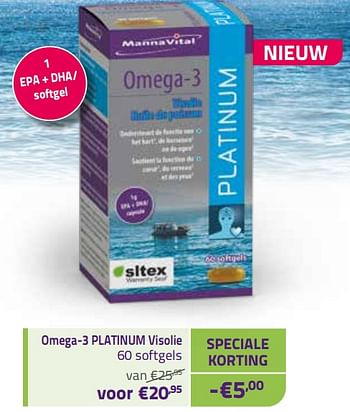 Promoties Omega-3 platinum visolie - Mannavital - Geldig van 01/11/2022 tot 30/11/2022 bij Mannavita