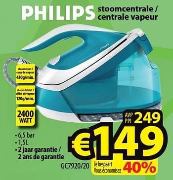 Promoties Philips stoomcentrale - centrale vapeur gc7920-20 - Philips - Geldig van 02/11/2022 tot 09/11/2022 bij ElectroStock