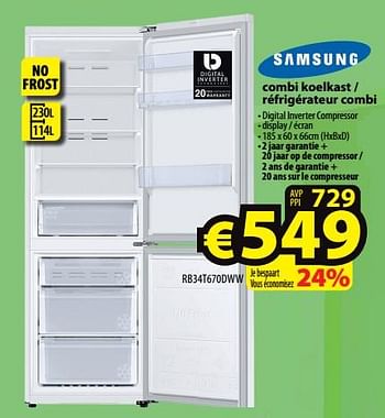 Promoties Samsung combi koelkast - réfrigérateur combi rb34t670dww - Samsung - Geldig van 02/11/2022 tot 09/11/2022 bij ElectroStock