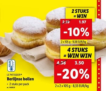 Promoties Berlijnse bollen - Le Patissier - Geldig van 07/11/2022 tot 12/11/2022 bij Lidl