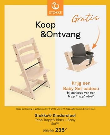 Promoties Stokke kinderstoel tripp trapp black + baby set - Stokke - Geldig van 30/10/2022 tot 05/11/2022 bij Baby & Tiener Megastore