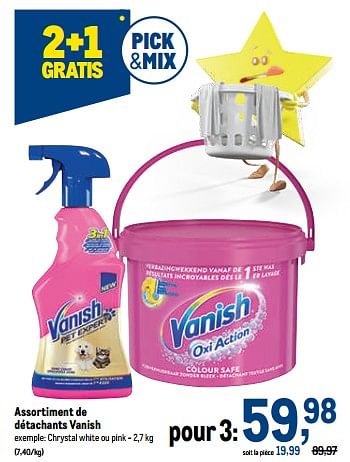 Promoties Détachants vanish chrystal white ou pink - Vanish - Geldig van 02/11/2022 tot 15/11/2022 bij Makro