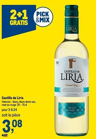 Promotions Castillo de liria valencia - blanc - Vins blancs - Valide de 02/11/2022 à 15/11/2022 chez Makro