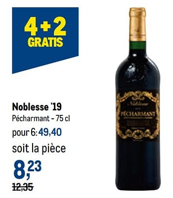 Promotions Noblesse pécharmant - Vins rouges - Valide de 02/11/2022 à 15/11/2022 chez Makro