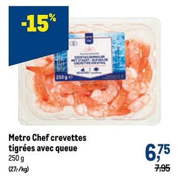 Promotions Metro chef crevettes tigrées avec queue - Produit maison - Makro - Valide de 02/11/2022 à 15/11/2022 chez Makro