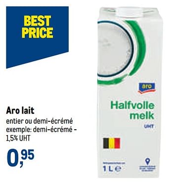 Promotions Aro lait demi-écrémé - Aro - Valide de 02/11/2022 à 15/11/2022 chez Makro