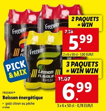 Promotions Boisson énergétique - Freeway - Valide de 07/11/2022 à 12/11/2022 chez Lidl