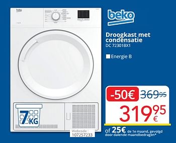 Promoties Beko droogkast met condensatie dc 72301bx1 - Beko - Geldig van 01/11/2022 tot 13/11/2022 bij Eldi