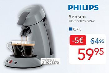 Promoties Philips senseo hd6553-70 gray - Philips - Geldig van 01/11/2022 tot 13/11/2022 bij Eldi