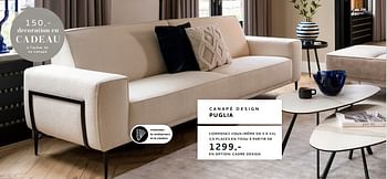 Promotions Canapé design puglia - Produit Maison - Xooon - Valide de 27/10/2022 à 30/11/2022 chez Xooon