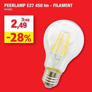 Promoties Peerlamp e27 450 lm - filament - Huismerk - Hubo  - Geldig van 02/11/2022 tot 06/11/2022 bij Hubo