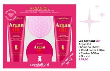 Promoties Lee stafford set argan oil shampoo + conditioner + masker + borstel - Lee Stafford - Geldig van 31/10/2022 tot 06/11/2022 bij ICI PARIS XL