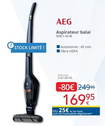 Promotions Aeg aspirateur balai qx8-1-45-ib - AEG - Valide de 01/11/2022 à 13/11/2022 chez Eldi