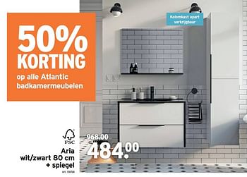 Promoties Atlantic badkamermeubelen aria wit-zwart + spiegel - Atlantic - Geldig van 01/11/2022 tot 31/12/2022 bij Gamma