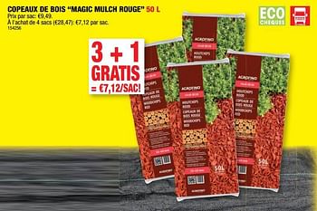 Promotions Copeaux de bois magic mulch rouge - Agrofino - Valide de 02/11/2022 à 06/11/2022 chez Hubo