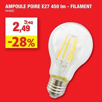 Promotions Ampoule poire e27 filament - Produit maison - Hubo  - Valide de 02/11/2022 à 06/11/2022 chez Hubo