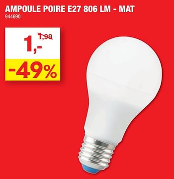 Promotions Ampoule poire e27 mat - Produit maison - Hubo  - Valide de 02/11/2022 à 06/11/2022 chez Hubo