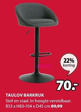Promoties Taulov barkruk - Huismerk - Jysk - Geldig van 31/10/2022 tot 27/11/2022 bij Jysk