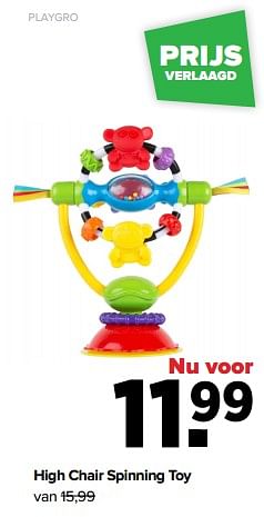 Promoties High chair spinning toy - Playgro - Geldig van 24/10/2022 tot 03/12/2022 bij Baby-Dump