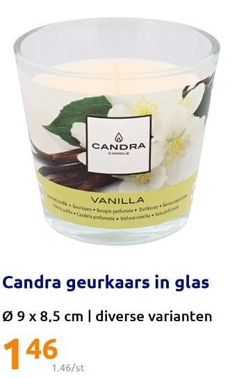 Promoties Candra geurkaars in glas - Candra - Geldig van 02/11/2022 tot 08/11/2022 bij Action