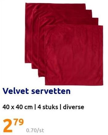 Promoties Velvet servetten - Huismerk - Action - Geldig van 02/11/2022 tot 08/11/2022 bij Action