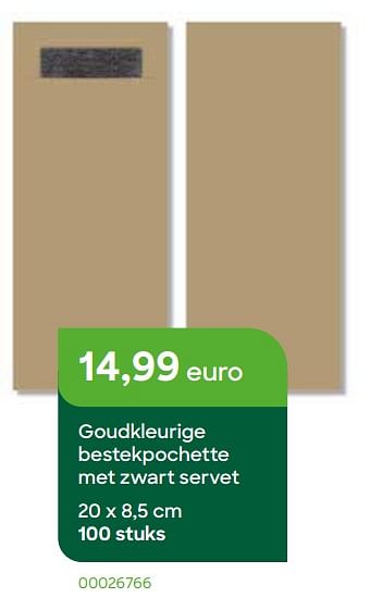 Promoties Goudkleurige bestekpochette met zwart servet - Huismerk - Ava - Geldig van 01/11/2022 tot 31/12/2022 bij Ava