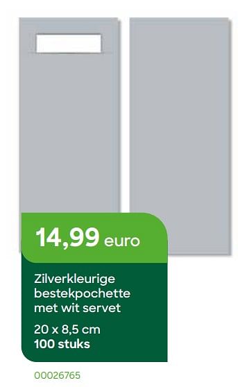 Promoties Zilverkleurige bestekpochette met wit servet - Huismerk - Ava - Geldig van 01/11/2022 tot 31/12/2022 bij Ava