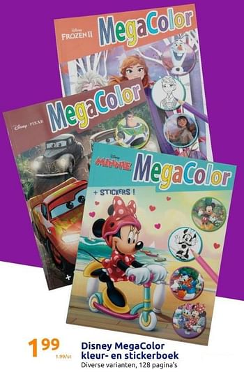 Promoties Disney megacolor kleur- en stickerboek - Disney - Geldig van 19/10/2022 tot 25/10/2022 bij Action