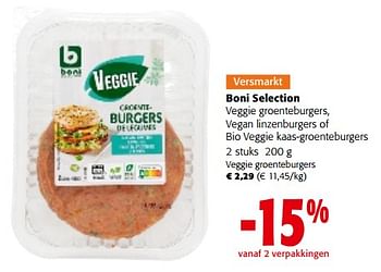 Promoties Boni selection Veggie groenteburgers - Boni - Geldig van 02/11/2022 tot 15/11/2022 bij Colruyt