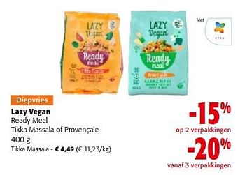 Promoties Lazy vegan ready meal tikka massala - Lazy Vegan - Geldig van 02/11/2022 tot 15/11/2022 bij Colruyt