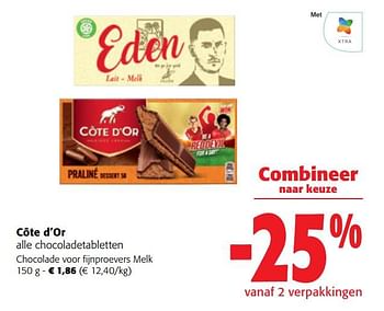 Promoties Côte d’or chocolade voor fijnproevers melk - Cote D'Or - Geldig van 02/11/2022 tot 15/11/2022 bij Colruyt