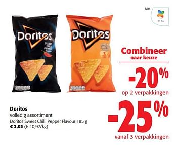Promoties Doritos sweet chilli pepper flavour - Doritos - Geldig van 02/11/2022 tot 15/11/2022 bij Colruyt