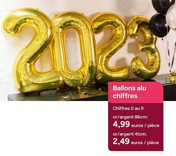 Promoties Ballons alu chiffres - Huismerk - Ava - Geldig van 01/11/2022 tot 31/12/2022 bij Ava