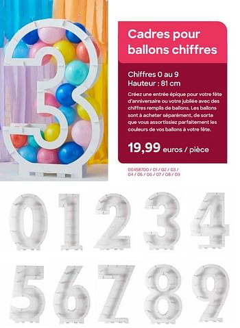 Promotions Cadres pour ballons chiffres - Produit Maison - Ava - Valide de 01/11/2022 à 31/12/2022 chez Ava